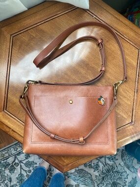 MADEWELL Leather Crossbody Purse with two straps and brass hardware